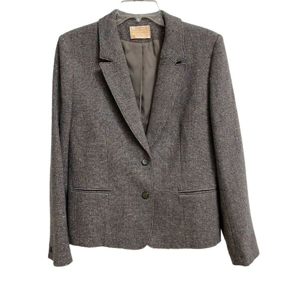 Vintage Pendleton Two Button Virgin Wool Tweed Blazer Women's Sz 8* Grey Preppy - Picture 1 of 14